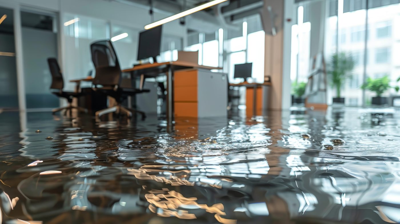 A flooded office.